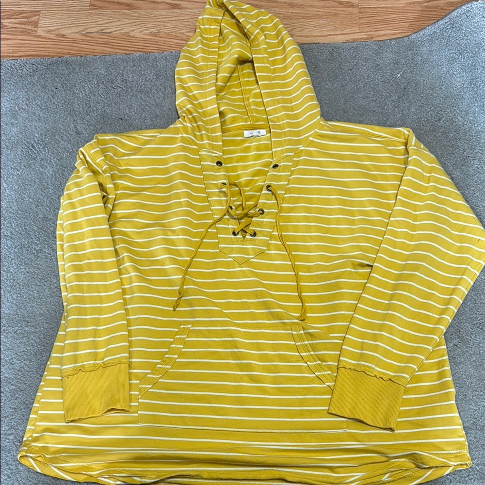 Maurices Mustard Striped Hoodie